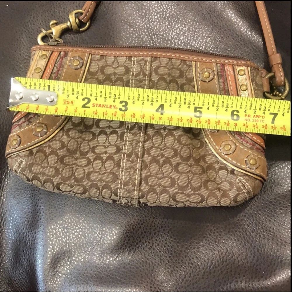 COACH Soho Signature C Jacquard Embroidered Studded Wristlet Shoulder Bag SET - Picture 16 of 17